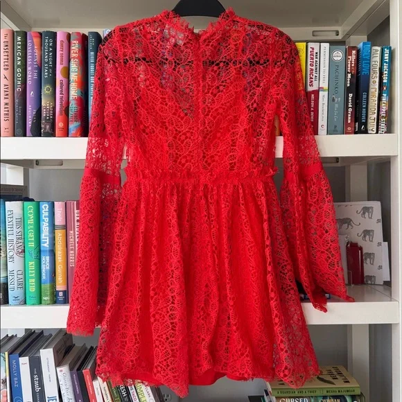 Alice McCall Back To You Red Lace Mini Dress  Size 4  Bell Sleeves